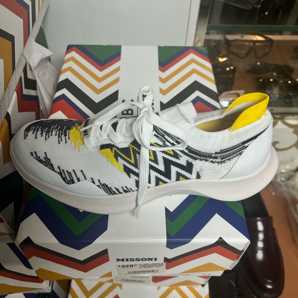 Missoni White and Yellow Zigzag Sneakers